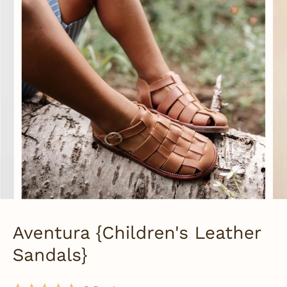 SOLD Aventura Tan Kids Leather Sandals